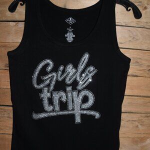 Girls Trip  rhinestone & glitter black sleeveless tank sz XS S M L XL XXL 1X…